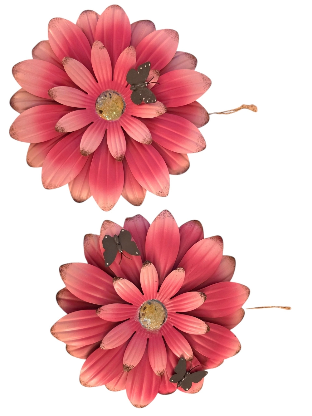 NWT Handmade Distressed Pink Metal Wall Sculptures Layered 3D Size 10 Inches